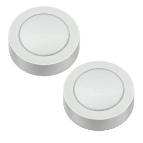 Great Value Wireless Frosted LED Puck Lights 2-Pack, Battery Operated, Frosted White Light