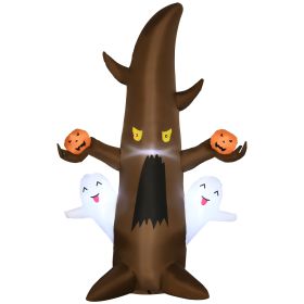 Outsunny Inflatable Halloween Ghost Tree Smiling Ghost Pumpkins 5ft LED Outdoor Decor Lawn Garden Party