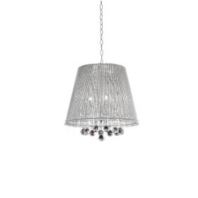 19" Tall Ceiling Lamp" Dreamer", Silver and Crystal Accents, Silver Shade
