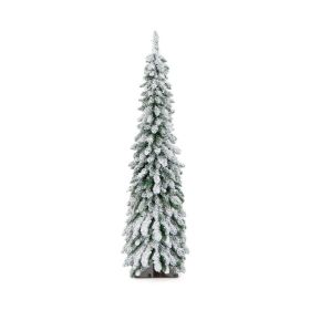 4/5/6 Feet Pre-Lit Artificial Christmas Tree Snow-Flocked Slim Pencil Xmas Decor (size: 5ft)