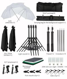 Photography Kit Background Frame Support Softbox Lighting Photo Studio Equipment With 3Pcs Backdrop And Cantilever Tripod Stand (Color: SH-TZ-53)