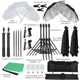 Photography Kit Background Frame Support Softbox Lighting Photo Studio Equipment With 3Pcs Backdrop And Cantilever Tripod Stand (Color: SH-TZ-54-WH)