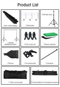 Photography Kit Background Frame Support Softbox Lighting Photo Studio Equipment With 3Pcs Backdrop And Cantilever Tripod Stand (Color: SH-TZ-35-WH)